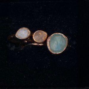 Rose Gold Vermeil Siren Small Stacking Ring - Rose Quartz size R 115